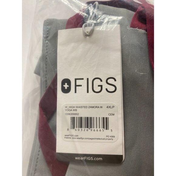 FIGS Womens Zamora Yoga Scrub Pants High Waisted WB 4XLP Cement Gray Grey NWT - Picture 3 of 4